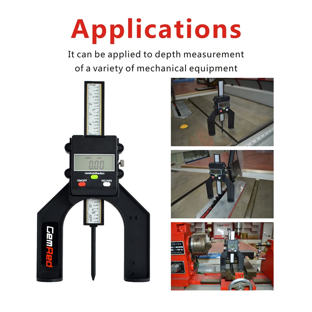 

GemRed Digital LCD Depth Gauge Digital Tread Depth GaugeMagnetic Self Standing Aperture 80mm Portable Tools