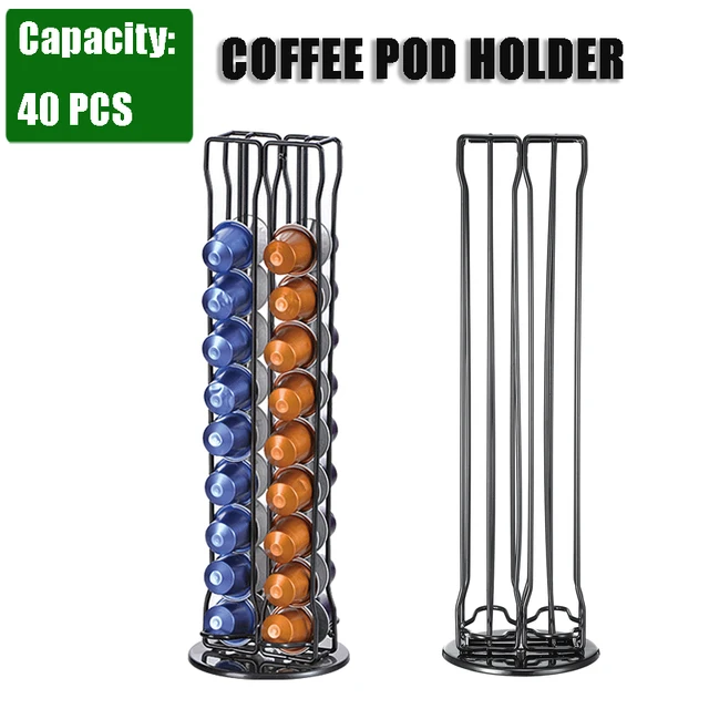 Cheap 40 Pod Portable Iron Plating Coffee Capsule Holder Rotary Storage Stand Chrome Tower Mount Rack Coffee Shelves Coffeware Cheap 40 Pod Portable Iron Plating Coffee Capsule Holder Rotary Storage Stand Chrome Tower Mount Rack Coffee Shelves Coffeware