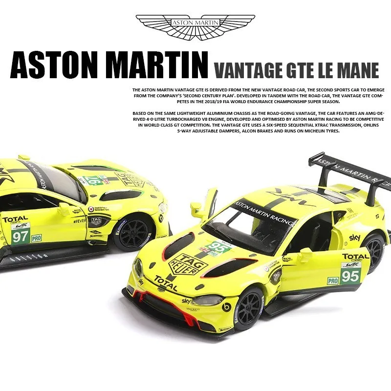 1:32 Aston Martin литье под давлением металлическая модель Vantage GTE Le Mans звуковой светильник гоночный автомобиль вытяните назад Коллекция игрушек для детей HotWheelin