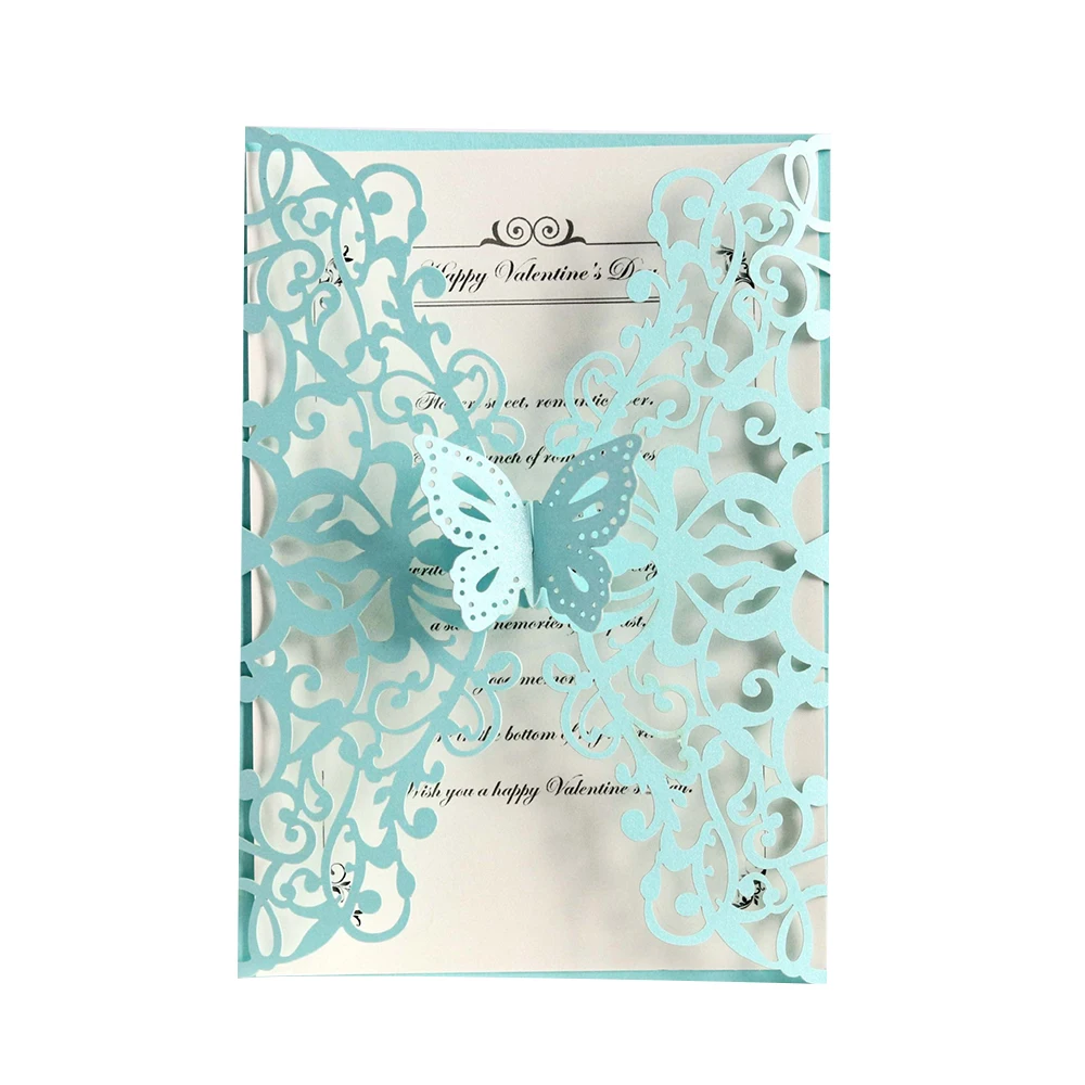  10pcs Fashion Laser Cut Butterfly Invitations Cards Kits For Wedding Bridal Shower Birthday Decorat - 33000014075