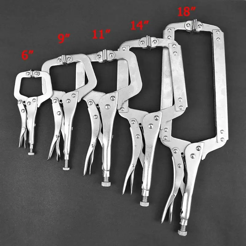 

Carbon Steel C-type Flat Locking Grip Vise Pliers Multi-functional Welding Quick Fixing Locking C Clamp Pliers Round Wood Tenon