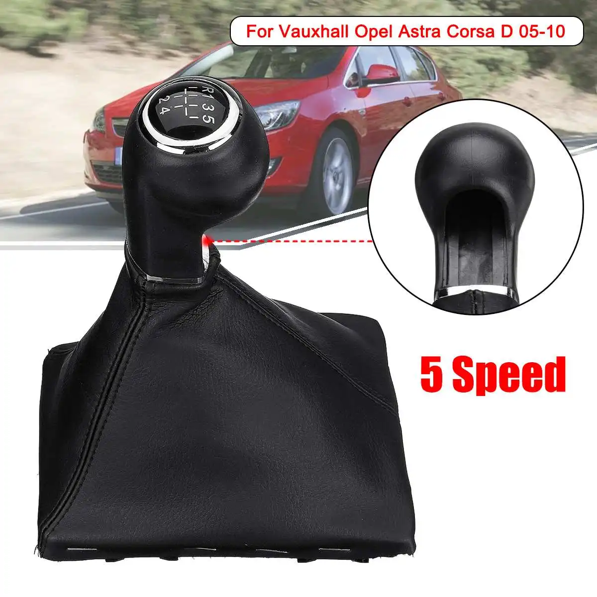 

5 Speed Car Gear Shift Knob Gaiter Boot Cover for Vauxhall Opel Astra Corsa D 2005-2010