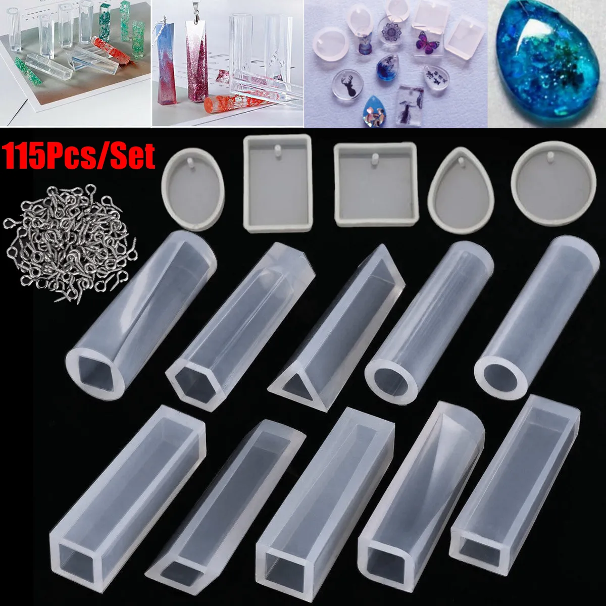 

115 Pcs DIY Bracelet Pendant Jewelry Casting Mold Mould Jewelry Silicone Resin Molds Set Pendant Earrings Crafting Making Tool