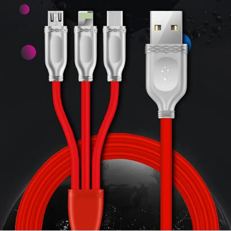 3в1 Usb кабель для Lightning Iphone X 8 7 Micro Type C Samsung S9 S8 быстрой зарядки 3a шнур зарядного