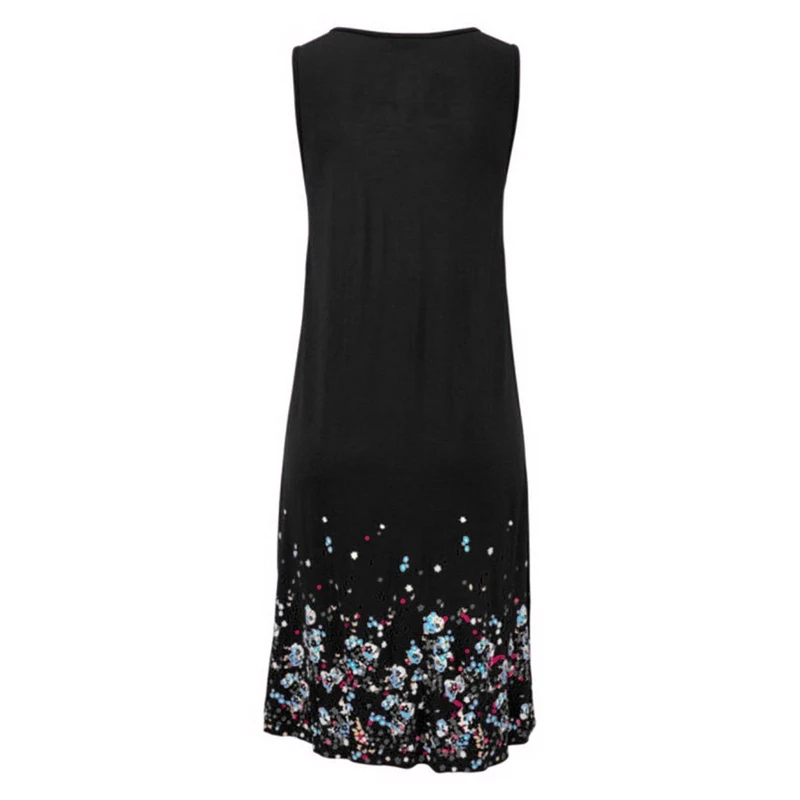 

2019 Womens Sleeveless Loose Tops 2019 New Fashion Summer Flower Printed Long Blouse Casual Pleated Shirt femme