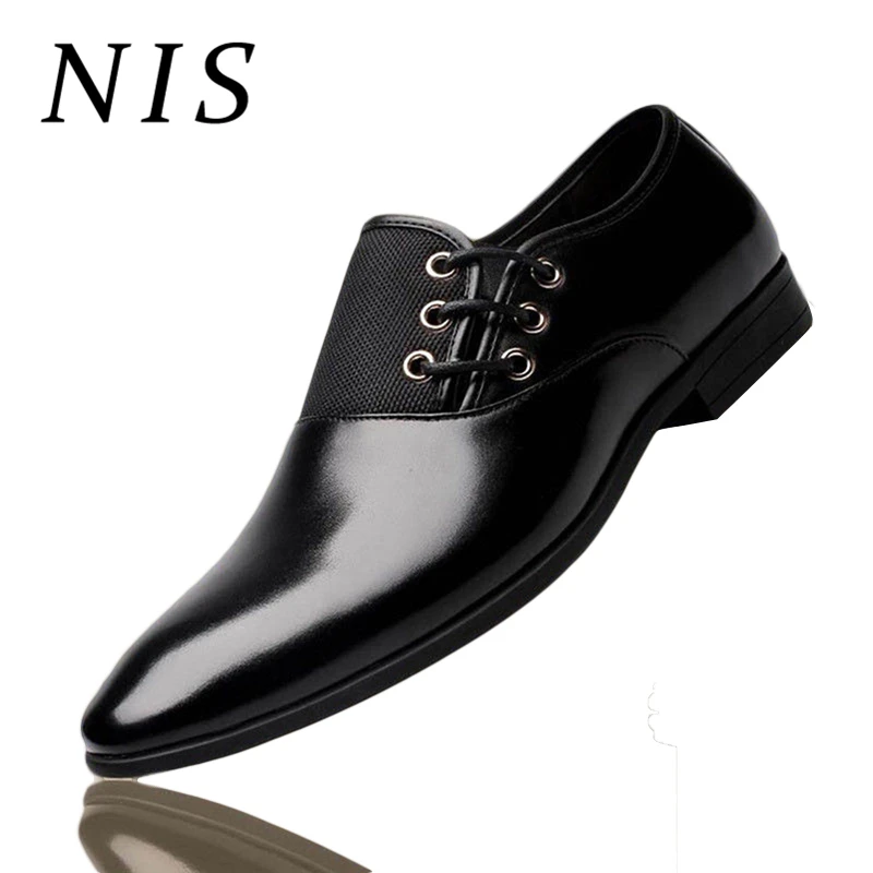 NIS Large Size Men Dress Shoes Oxford Shoes For Men Lace Up Business PU