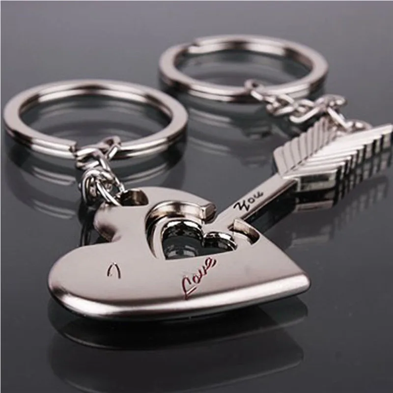 

Creative Valentine Day Gift Heart Key Stainless Steel LOVE forever Keyring Set Couple Keychain Ring 1Pair DIY Craft Hot Sale New