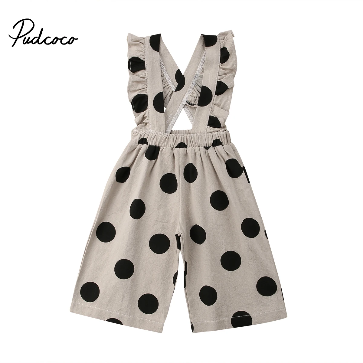 

Pudcoco Baby Girl 2 Color Popular Solid Cute Overalls Ruffle Back Cross Bodysuit Jumpsuit Clothes Outfit 0-5 T