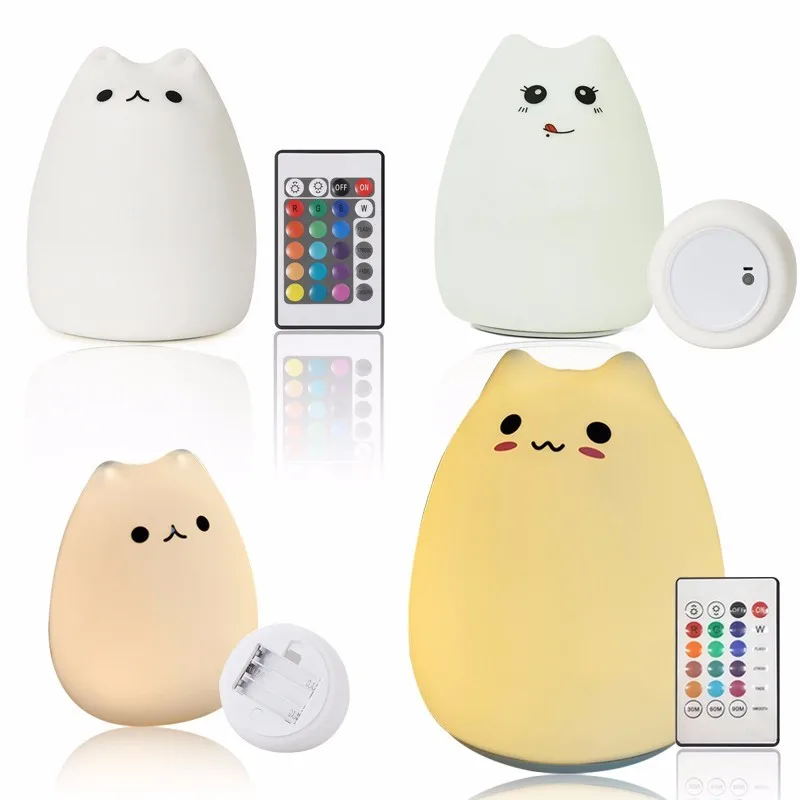 Cute Cartoon Cat Led Night Light Plus Size 3D Animal Luminaire Nightlight For Children Beside Lamp  - 32959625654