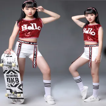 

Songyuexia Children Dance Costume Children's Costume Sequins Jazz Dance Costume Hip-hop Modern Dance Cheerleading Costume