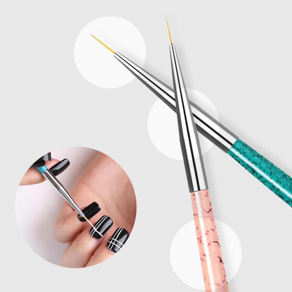 

3pcs Professional DIY Easy Shape Metal Handle Manicure Art Supplies Delicate Fine Lines Nail Pen Set Portable Paint Brush