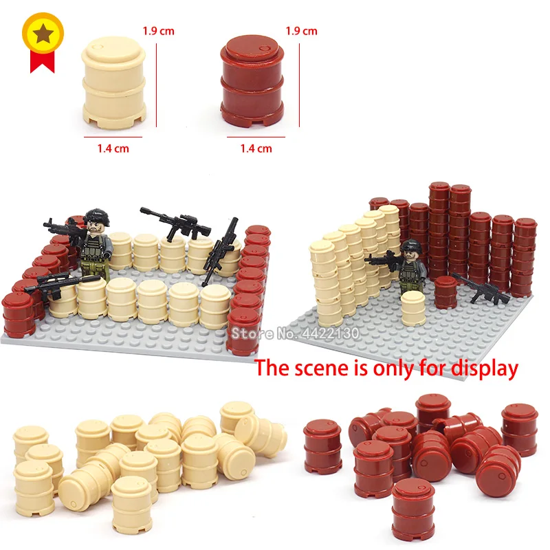 Compatible With Legoinglys Building Blocks Oil Drum Components 2x2 Diy Assembly City Military Battlefield ww2 Series With Lepin