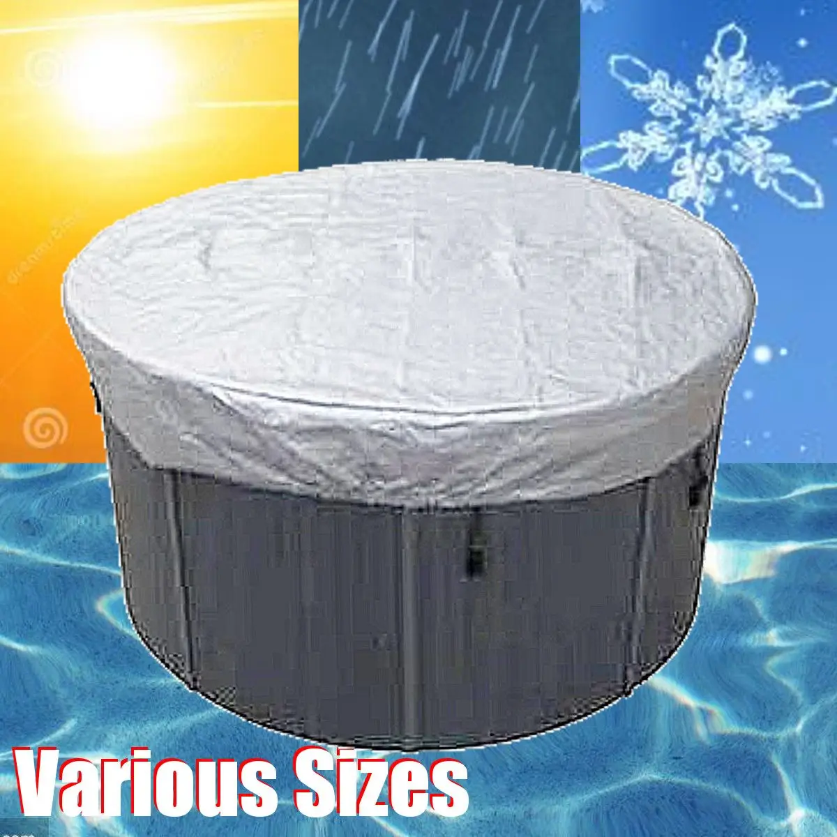 

13 Sizes Universal Round Tub Cover Spa Cap Cover Waterproof Dust proof UV proof Cover Protector Jacuzzis Hotspring Spa Cubrir