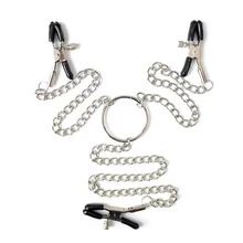 Abrazaderas sexis de tres pezones para mujer con cadena, pinzas para pezones y senos de labios, accesorios exóticos