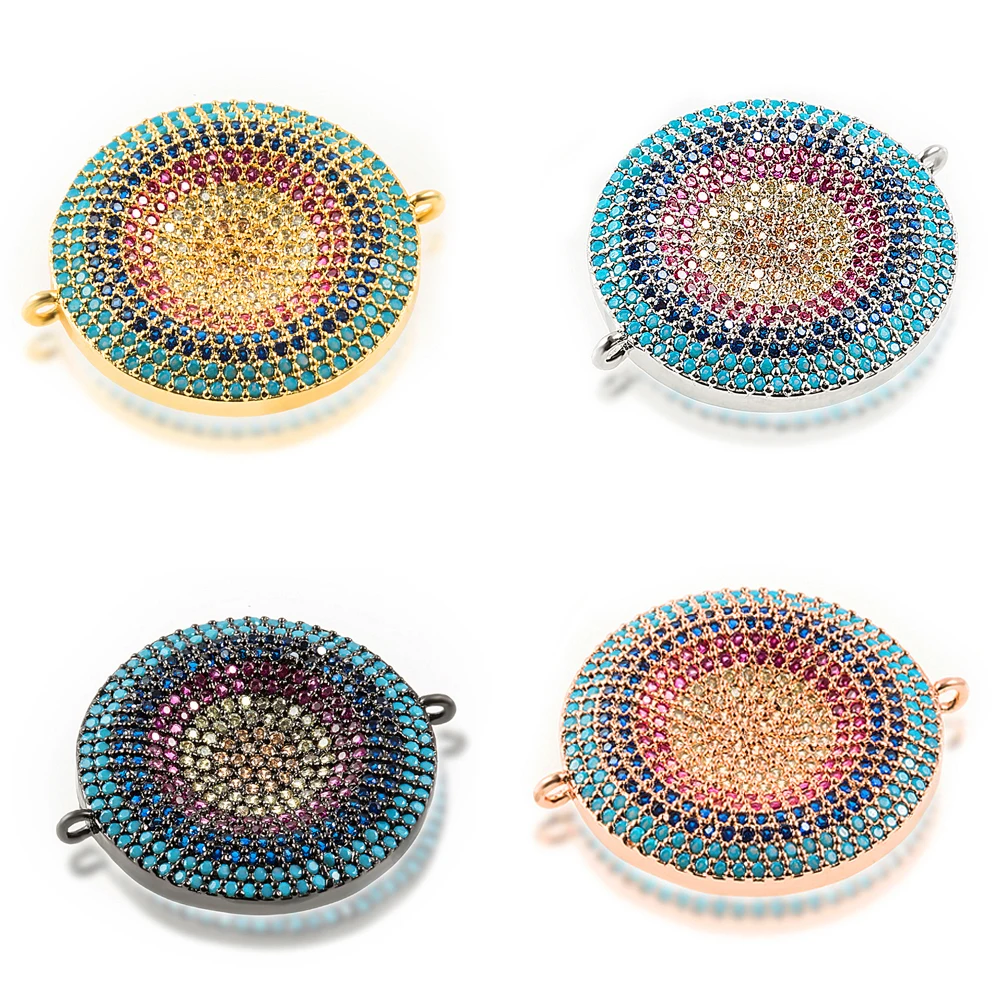 

1.0*1.2in High Quality Disc Precision Miniature Inlaid Zircon Copper Jewelry Bracelet Accessories Connector Diy Bracelet Making
