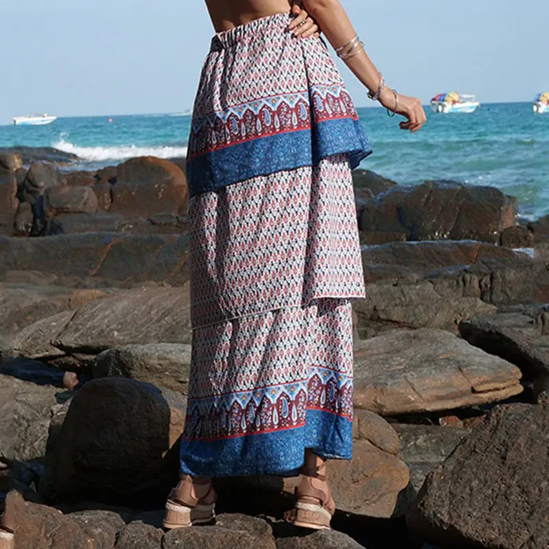 Boho Maxi Skirt Women Elegant Vintage Chiffon Chic Print Stylish Casual Summer 2019 Hot Beach Holiday Long Pleated Skirts Female Boho Maxi Skirt Women Elegant Vintage Chiffon Chic Print Stylish Casual Summer 2019 Hot Beach Holiday Long Pleated Skirts Female