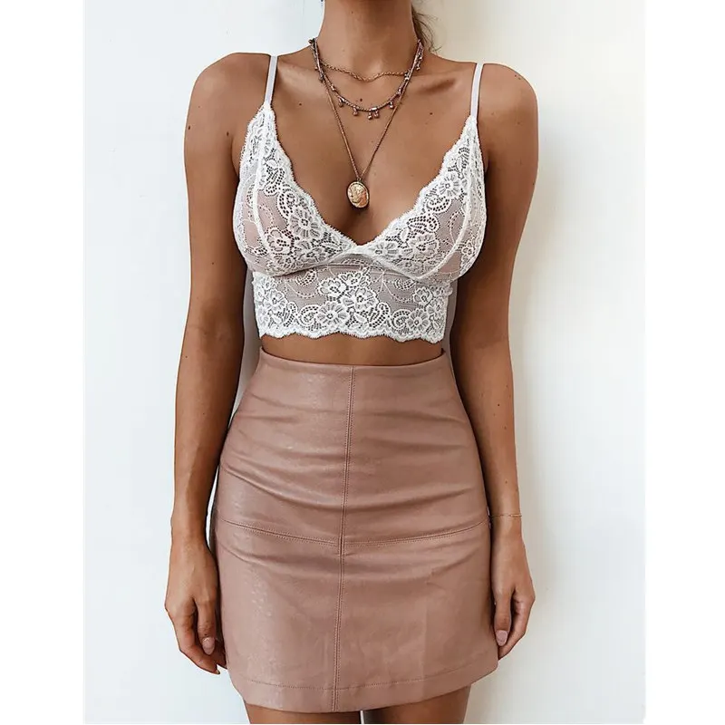 Women Erotic Lingerie Floral Lace Halter Bralette Bra Comport Sexy Bralette Wireless Lingerie Tops Deep V-neck Women Underwear
