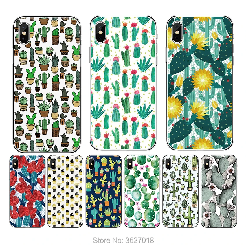 

Case For Motorola Moto G7 G6 G5 plus Z3 Z4 E5 G6 play p30 note One power Soft Silicone TPU Cactus pattern Phone Cover