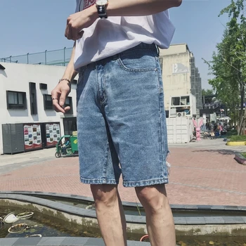 

Summer New Denim Shorts Men's Fashion Washed Solid Color Torn Holes Casual Shorts Man Streetwear Hip Hop Jeans Male Clothes