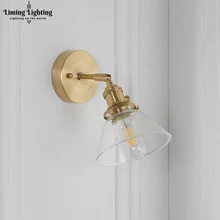 Decoración de loft lámpara de pared de vidrio cobre nórdico luz para espejo de baño luces de escaleras nórdicas luces de pared Led de Baño Luz de tocador