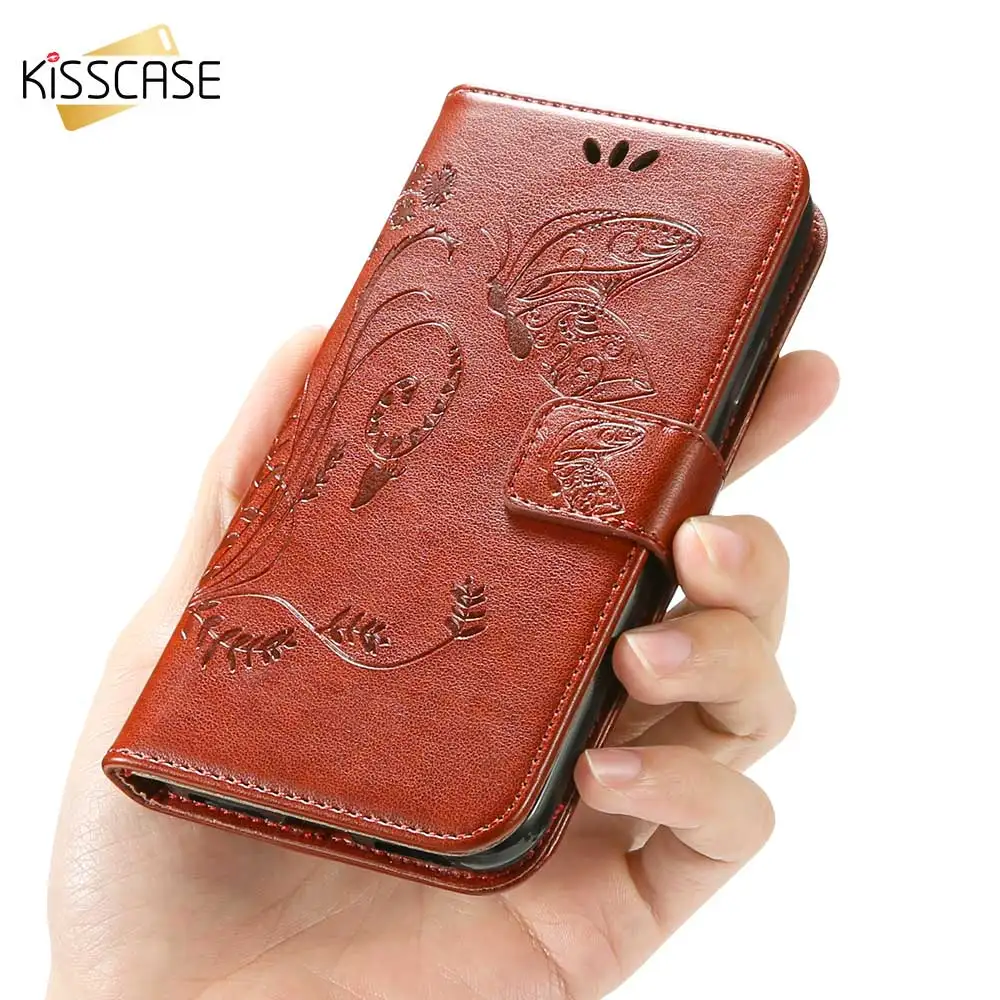 KISSCASE 3D рельефный чехол бабочка для IPhone X XR XS Max 6 S 7 8 Plus флип из искусственной кожи