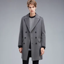 Весна и осень тренд корейский случайный утолщение и длинный абзац двубортное кашемировое пальто свободный Блейзер Best