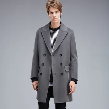 

2019 Spring And Autumn New Trend Korean Casual Thickening And Long Paragraph Double-breasted Cashmere Coat Loose Blazer Best