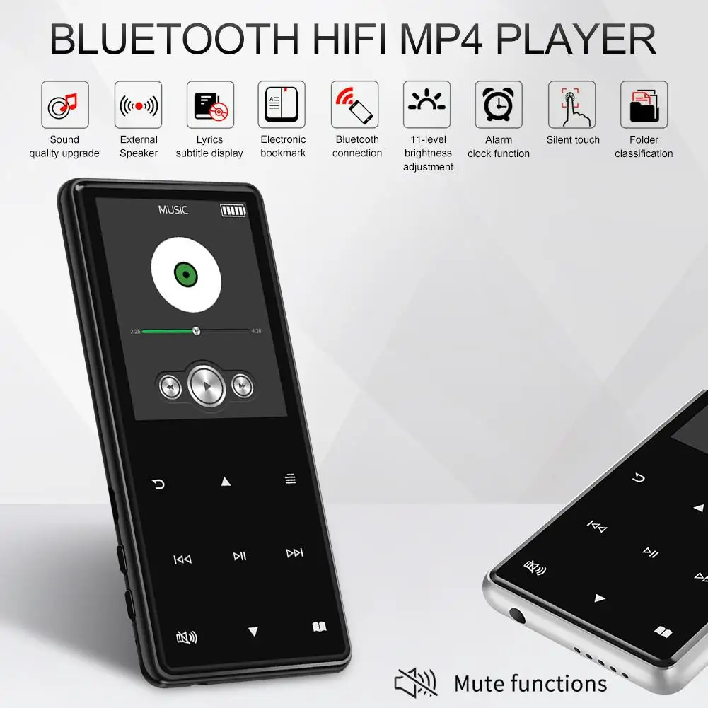 

mp4 player with bluetooth touch screen Portable Media Music Player 2.4 Inch Touch Keys Radio FM Radio HIFI Video Adapter 8GB 16G