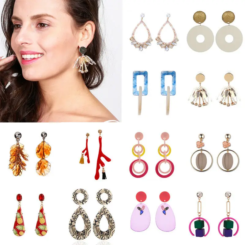 ZTMYHDHD Women Acrylic Rhinestone Earring Drop Dangle Eardrop Vintage Statement Jewelry Earrings For Anniversary Day | Украшения и