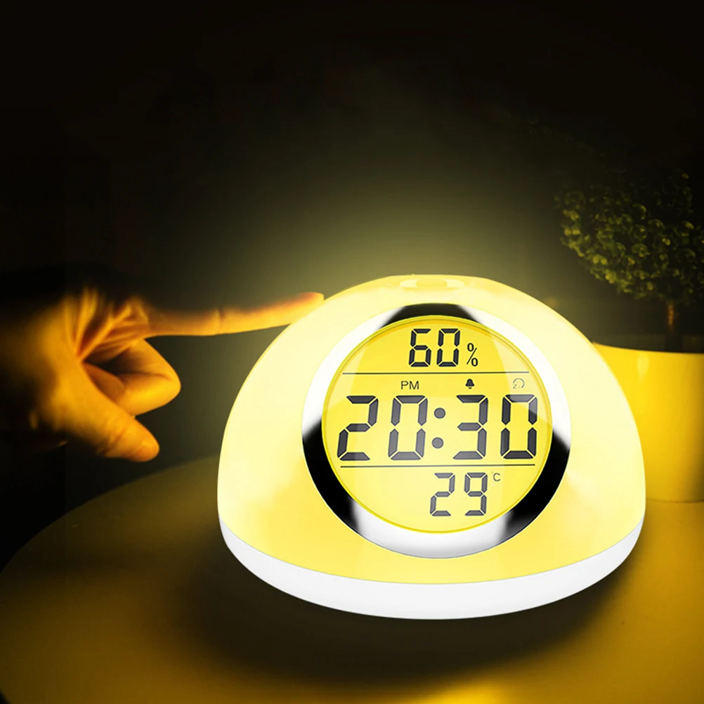 

1 Pc Wake Up Alarm Clock Creative LED Touch Sensor Colorful Light Changing Night Light Electronic Alarm Clock for Living Room