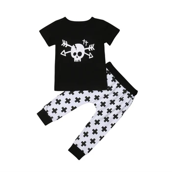 Black Skull T-Shirt & Crosses Pants Set