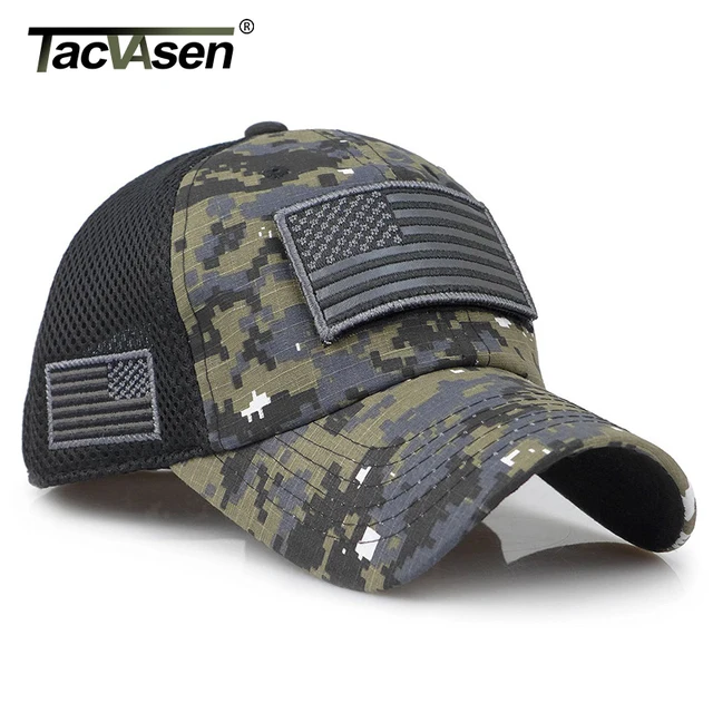 TACVASEN Tactical Camouflage Baseball Caps Men Summer Mesh Military