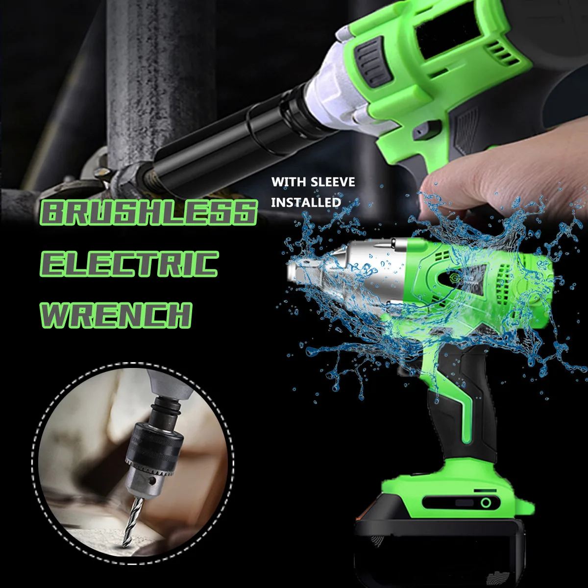 

168VF 19800Mah Green Rechargeable Brushless Electric Wrench Lithium Battery Charging Wrench Impact Car Scaffolding Sleeve
