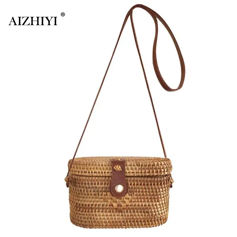 

HOT Sell Round Straw Bags Women Rattan Woven Bag Handmade Woven Beach Cross Body Bag Circle Square Bohemia Handbag Bali