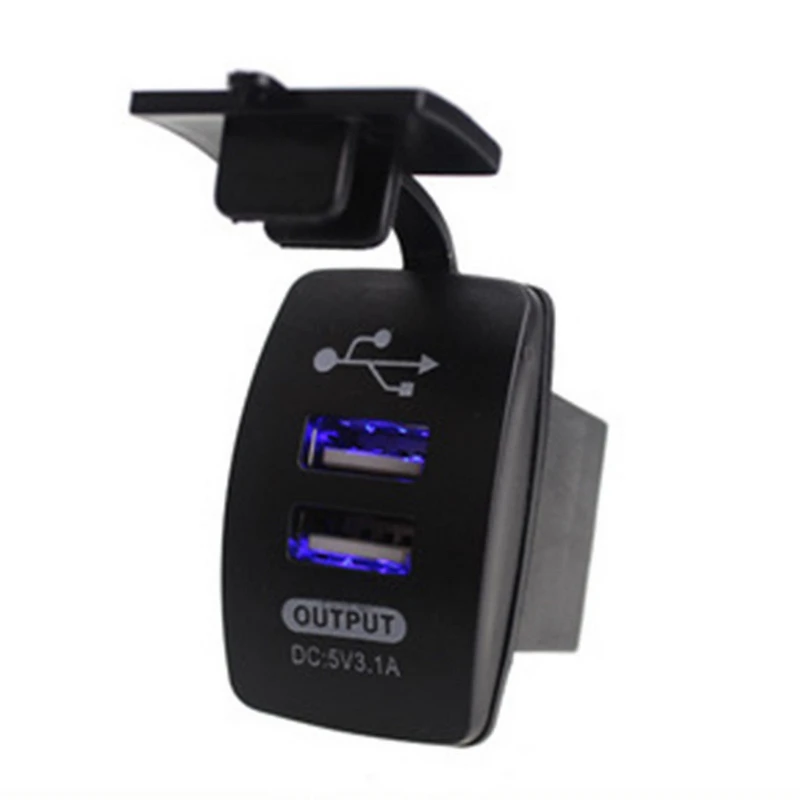 12-24V Universal 3.1A 5V Output Dual USB Charger Power Socket Blue LED Outlet Power Cigarette Light for Car Motorcycle Charging 12-24V Universal 3.1A 5V Output Dual USB Charger Power Socket Blue LED Outlet Power Cigarette Light for Car Motorcycle Charging