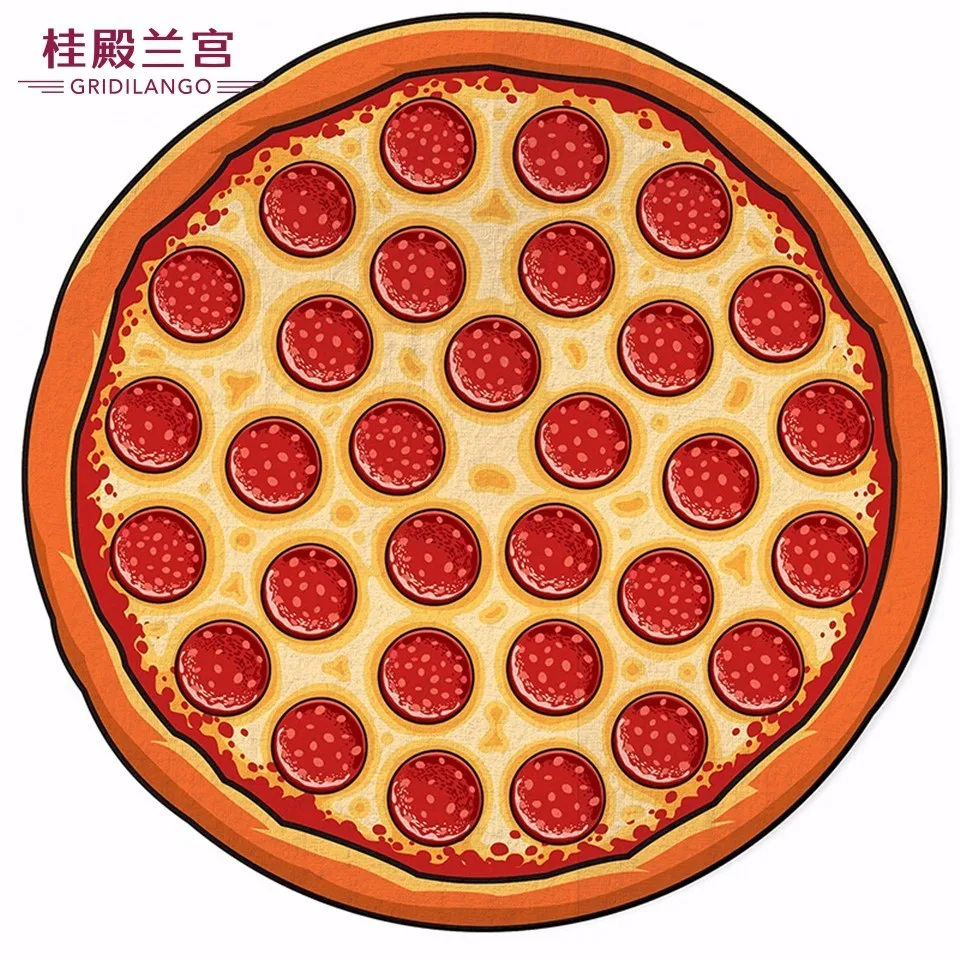 

GRIDILANGO Irregular Beach Towel For Adults Kid Pizza Strawberry Cake Camping Towel Microfiber Tapestry Cartoon Bath Picnic Mat