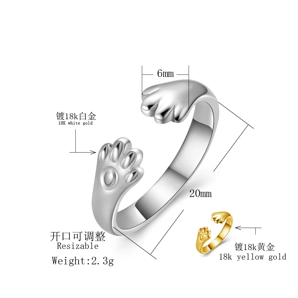 Octbyna милые Когти Дизайн кольца для детей милые животные покрытые серебром великолепное кольцо регулируемые ювелирные изделия
