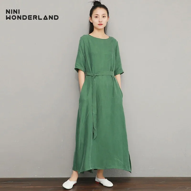 Женское шелковое платье NINI WONDERLAND Свободное длинное классическое большого
