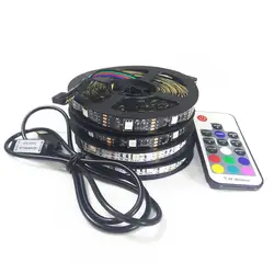 DC5V 5050 RGB USB светодиодный полосы 30 светодиодный/m 50 см 1 м 2 м 3 м белый/черный PCB IP65 светодиодный usb полосы для ТВ фонового освещения клейкая лента