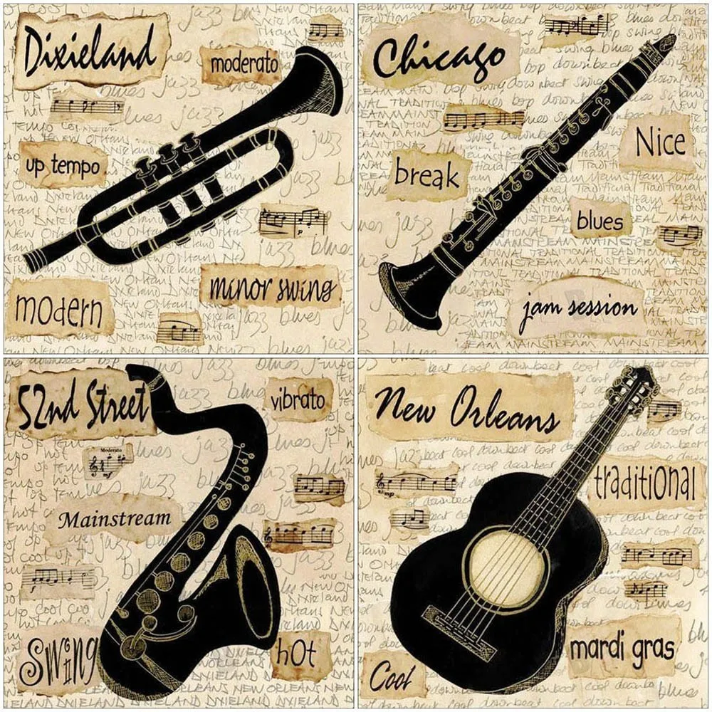 

EverShine Diamond Paining Full Square Guitar Picture Of Rhinestones Diamond Embroidery Musical Instrument Handicraft Art Gift