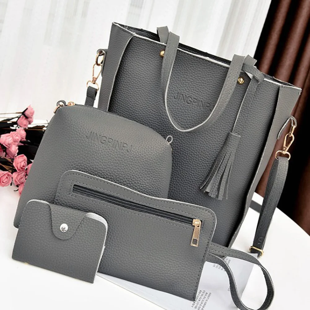 4 шт./компл. кисточкой сумки для женщин 2018 Роскошные дизайн PU Crossbody курьерские