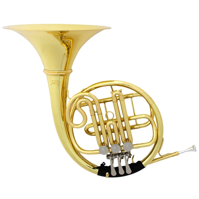 

French Horn B/Bb Flat 3 Key Bras S Gold Lacquer Single-Row Split Wind Instrument With Cupronickel Mouthpiece Case