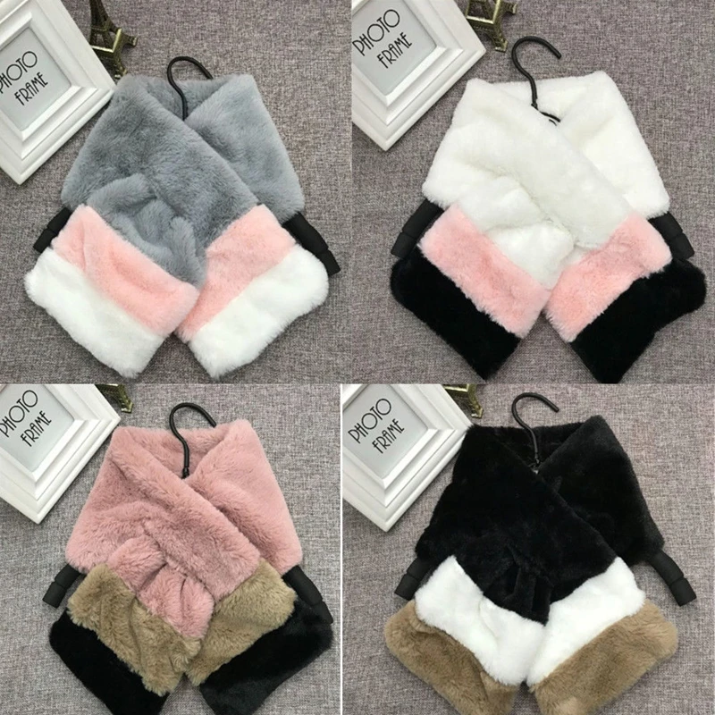 

Fashion Woman Kids parent-child Winter Soft Warm Wrap Rabbit Fur Scarves