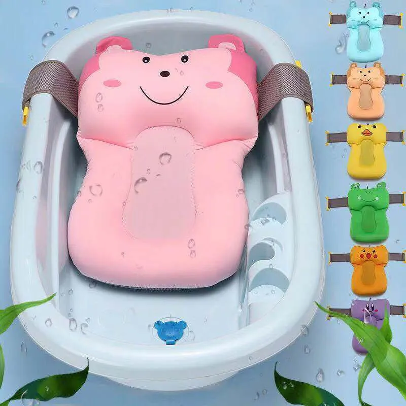 1pc Portable Baby Non-Slip Bath Tub NewBorn Air Cushion Bed/Chair/Shelf Baby Shower Cute Animal Cartoon Baby Bath Pad #TC