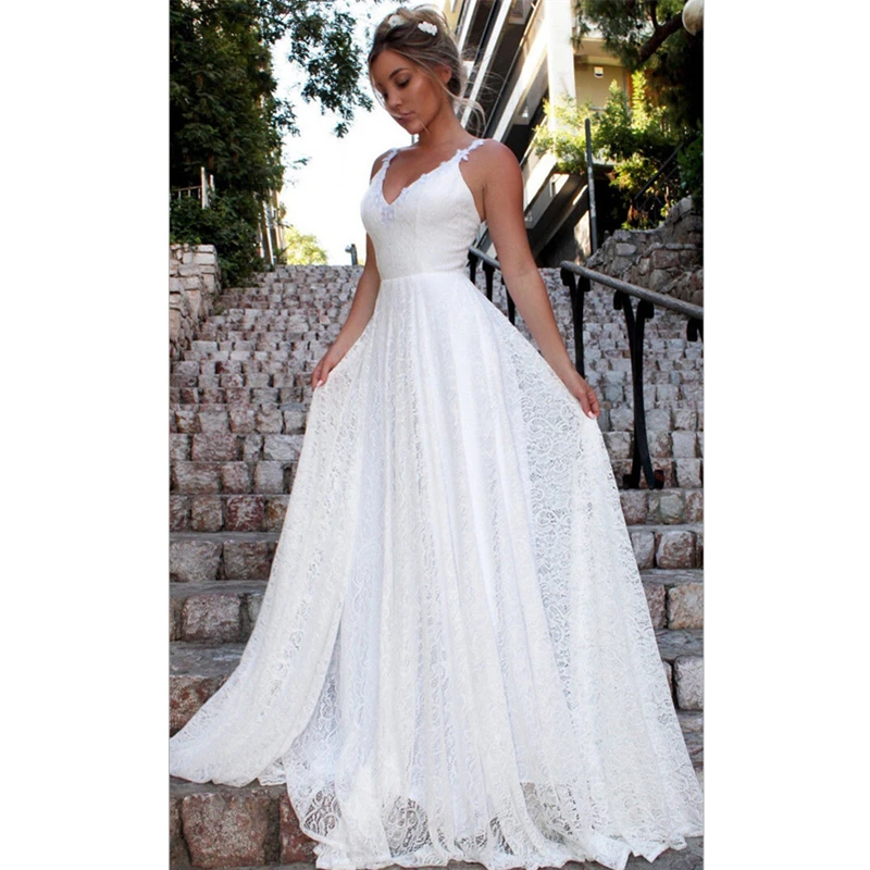 Милое женское белое платье с цветочным принтом, летние платья макси на бретельках с открытой спиной, женские вечерние кружевные платья Vestidos