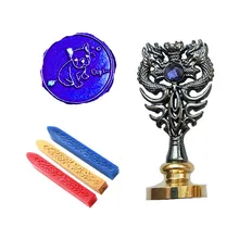 Индивидуальная восковая печать комплект печатей Рисунок собаки металлическая ручка дракона Подарочный винный набор пакет свадебные приглашения карта конверт печать штамп