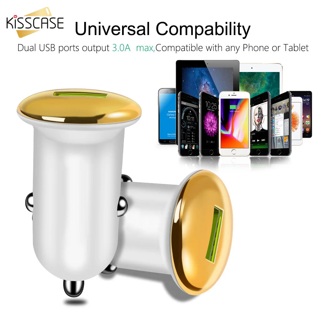 KISSCASE Car USB Fast Charger 3.0 Mobile Phone 2 Ports For iPhone 8 Samsung Convenience | Мобильные телефоны и аксессуары