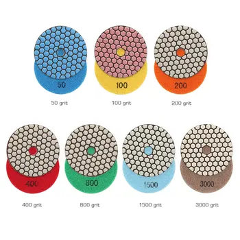 

7pcs Diamond Polishing Pads Dry Grinding Discs Granite Marble Concrete High-Hardness Artificial Stone Tools 50 Grit - 3000 Grit