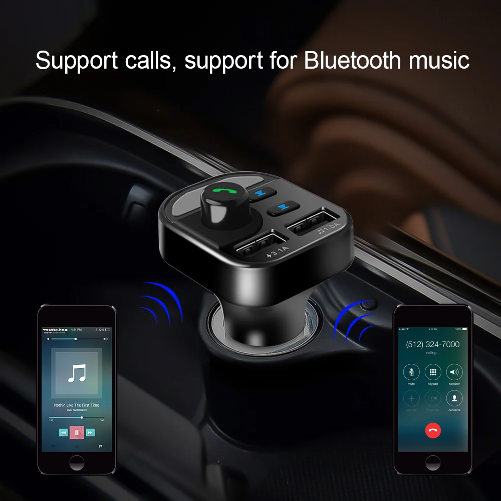 USB AUX fm-передатчик Bluetooth 5,0 автомобильный комплект 4.1A двойной USB телефон зарядное устройство адаптер питания ЖК-дисплей цифровой дисплей напряжения для 12 В 24 В