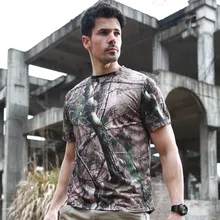Summer Mens Outdoor Sports Training Quick Dry T-shirt Climbing Hiking Camping Climbing Camo Breathable Military Tactical T Shirt